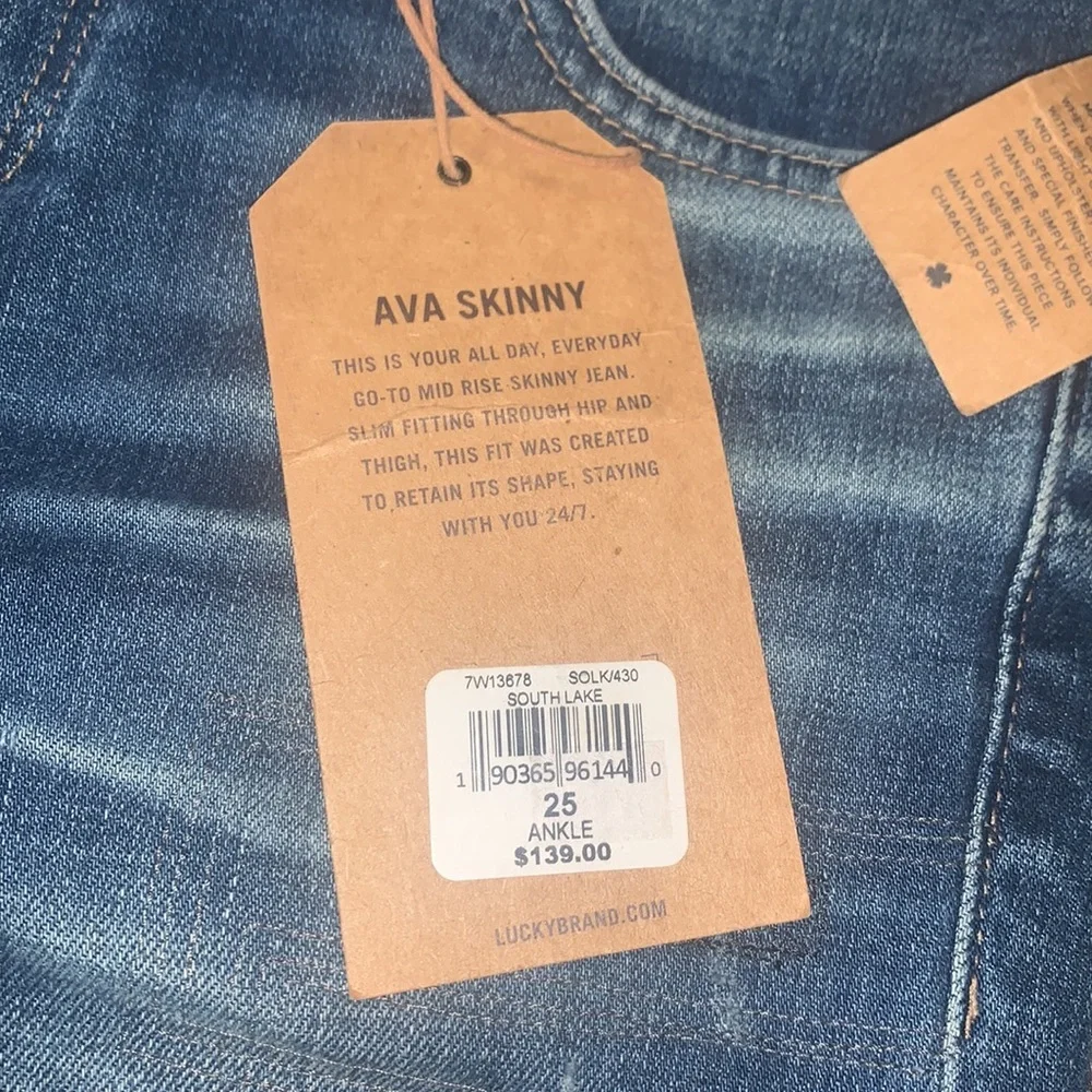 NWT Lucky Brand Ava Skinny Ankle Stitched Jean in South Lake Size 25/ Size 0 - Picture 12 of 14